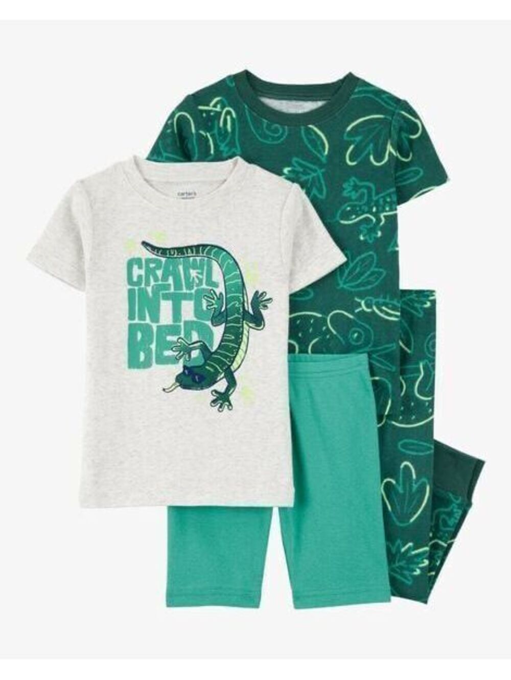 Toddler Boy 4-Piece Lizard Cotton Blend Pajamas - Green